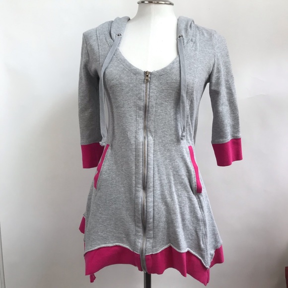 VENUS Jackets & Blazers - Venus Gray And Pink Zip Up Hoodie